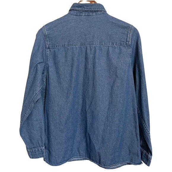 Vintage Women's Button Up Christmas Tree Present Embroidered Denim Shirt Medium - Picture 6 of 6